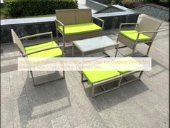 Sedile da tavola in rotino tessuto a mano per mangiare e rilassarsi in esterno Sedile da tavolo Set di mobili ottomani