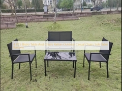 4 PCS Bistro Tavolo e sedie Rattan Sedie Casual Outdoor Tavolo laterale Balcone